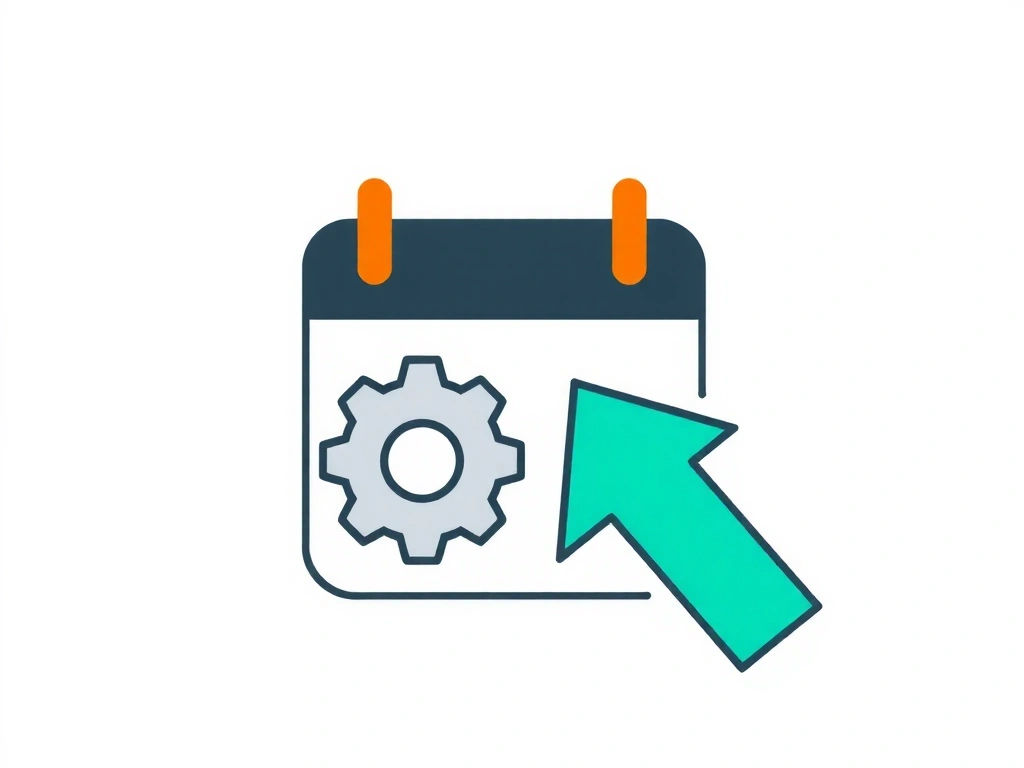 A calendar icon with gears and an arrow indicating an update, symbolizing changes and revisions to the cookie policy.
